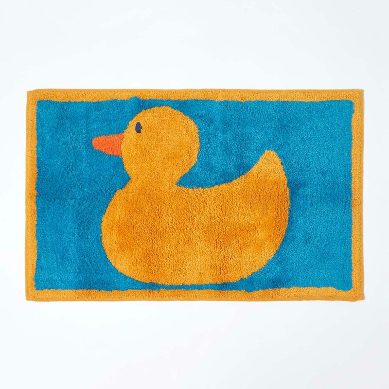 Rubber Duck Bath Mat - Blue - Blue - Homescapes
