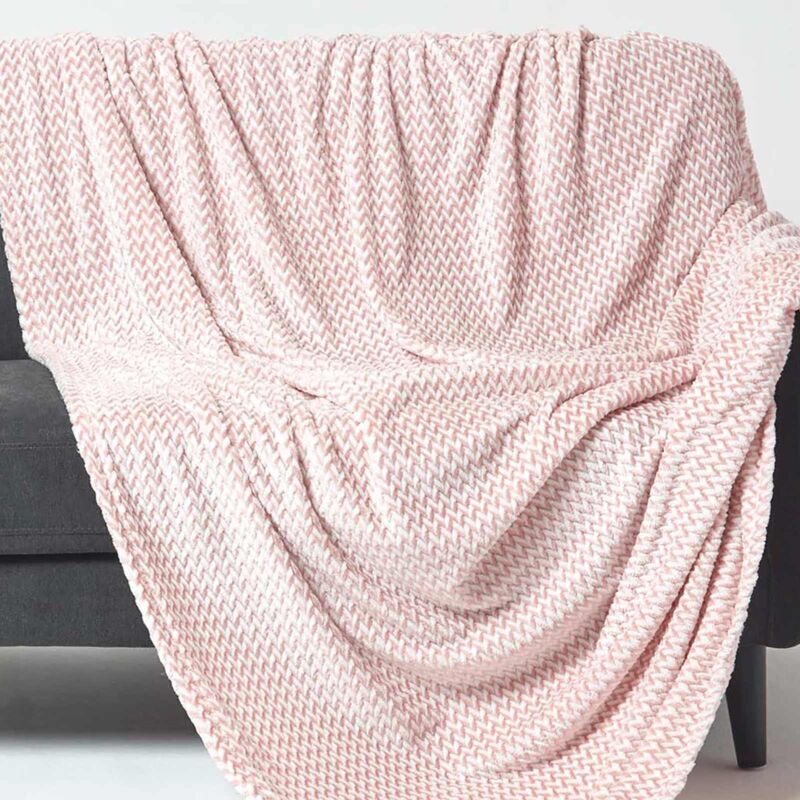 Homescapes - Samt-jacquard-decke Mora - Tagesdecke Rosa, 130 X 160 Cm