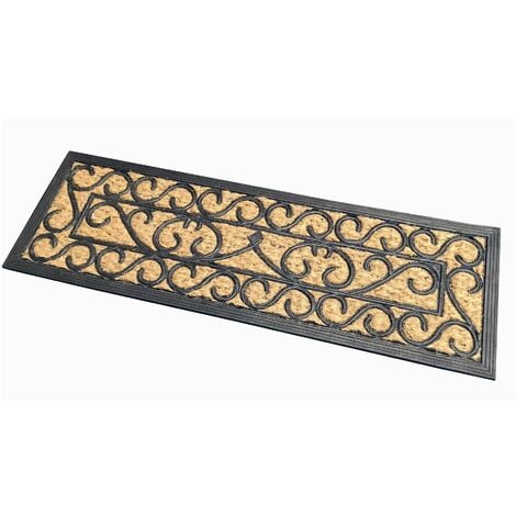 HOMESCAPES Scroll Rubber and Coir Doormat
