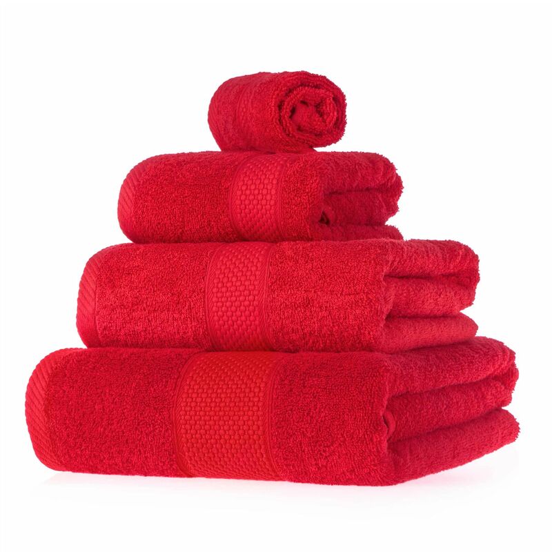 HOMESCAPES Serviette 100% Coton - Rouge - Lot 4 serviettes
