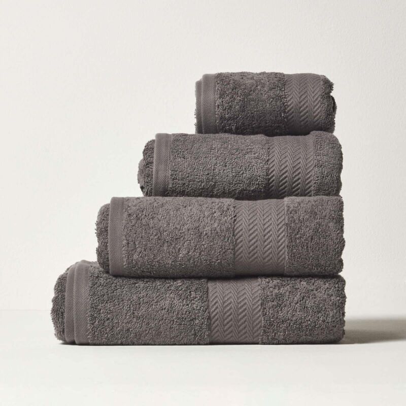 Lot de 4 serviettes de bain en coton égyptien 500 g/m², Gris ardoise - Homescapes