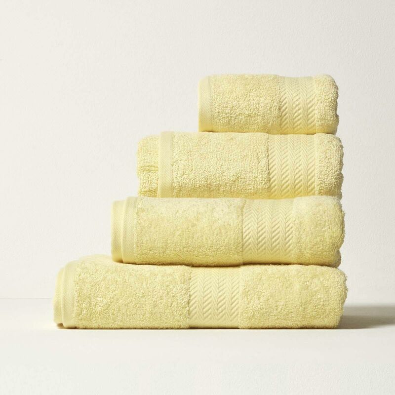 Carré éponge 30 x 30 cm en coton égyptien 500 g/m², Lot de 4, Jaune clair - Homescapes