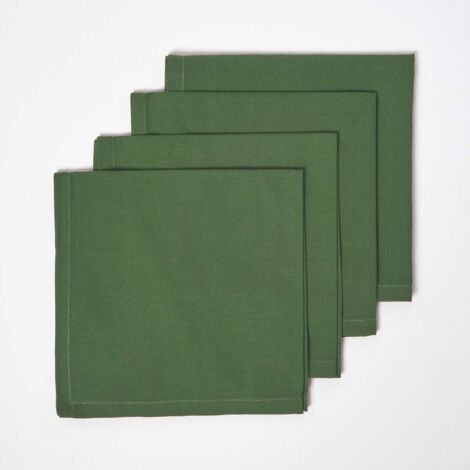 HOMESCAPES Serviettes de table Noël en coton, Lot de 4, Vert foncé