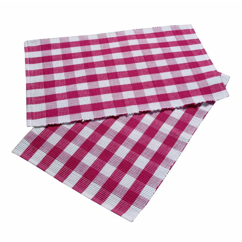 Set de table en coton à grands carreaux vichy Lot de 2, Rose - Homescapes