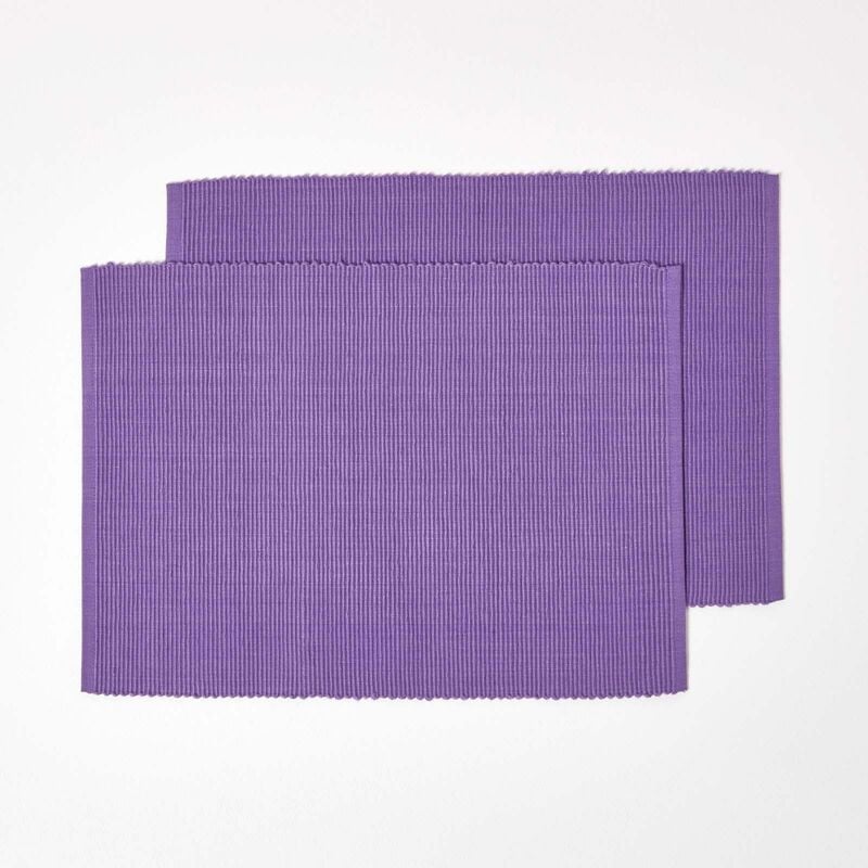 homescapes - set de table en coton lot de 2, violet - violet