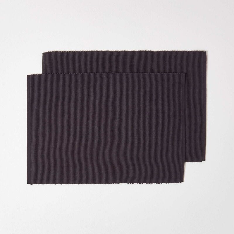 set de table en coton lot de 2, noir - noir - homescapes
