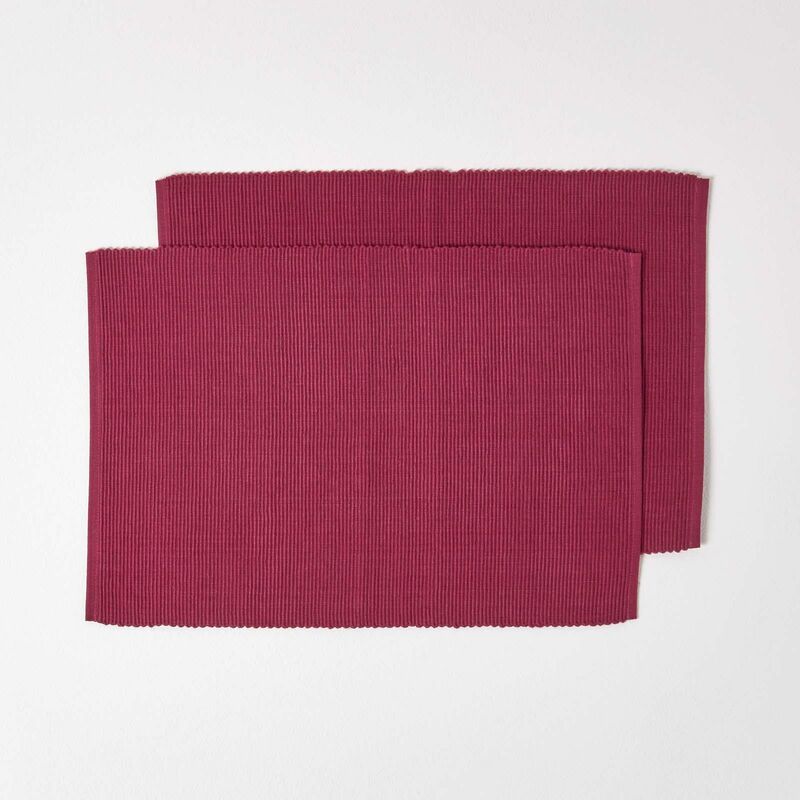HOMESCAPES Set de table en coton Lot de 2, Prune