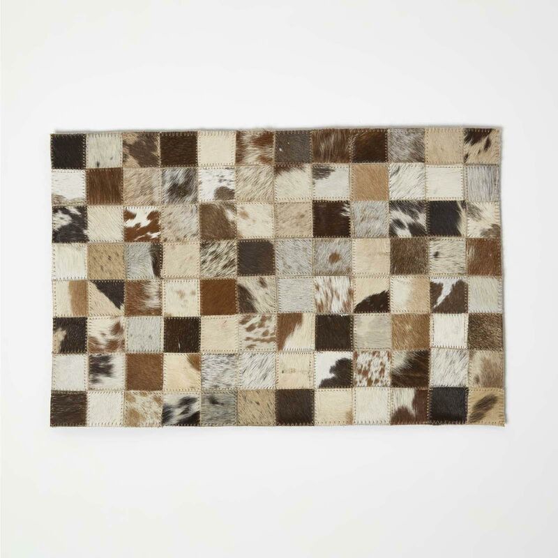 Homescapes - Set de table en peau à carreaux marron, Lot de 4