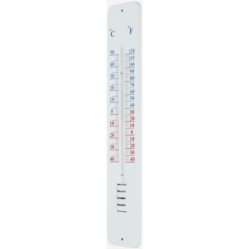 Silver Metal Wall Thermometer, 45 cm - White - White - White - Homescapes