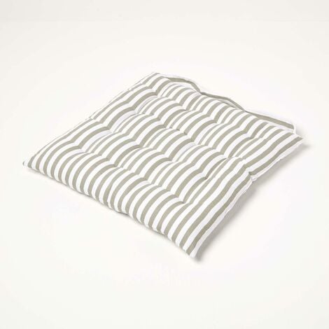 HOMESCAPES Sitzkissen mit Streifen, 100% Baumwolle, grau, 40 x 40 cm