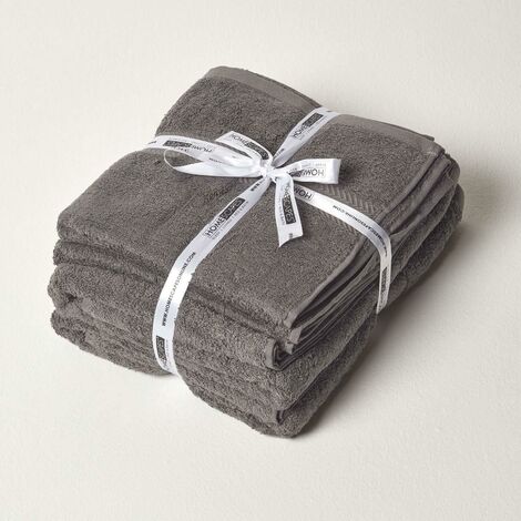 HOMESCAPES Slate Grey 100% Combed Egyptian Cotton Towel Bale Set 500 GSM