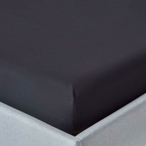 HOMESCAPES Spannbettlaken schwarz, Fadendichte 200, 100 x 200cm