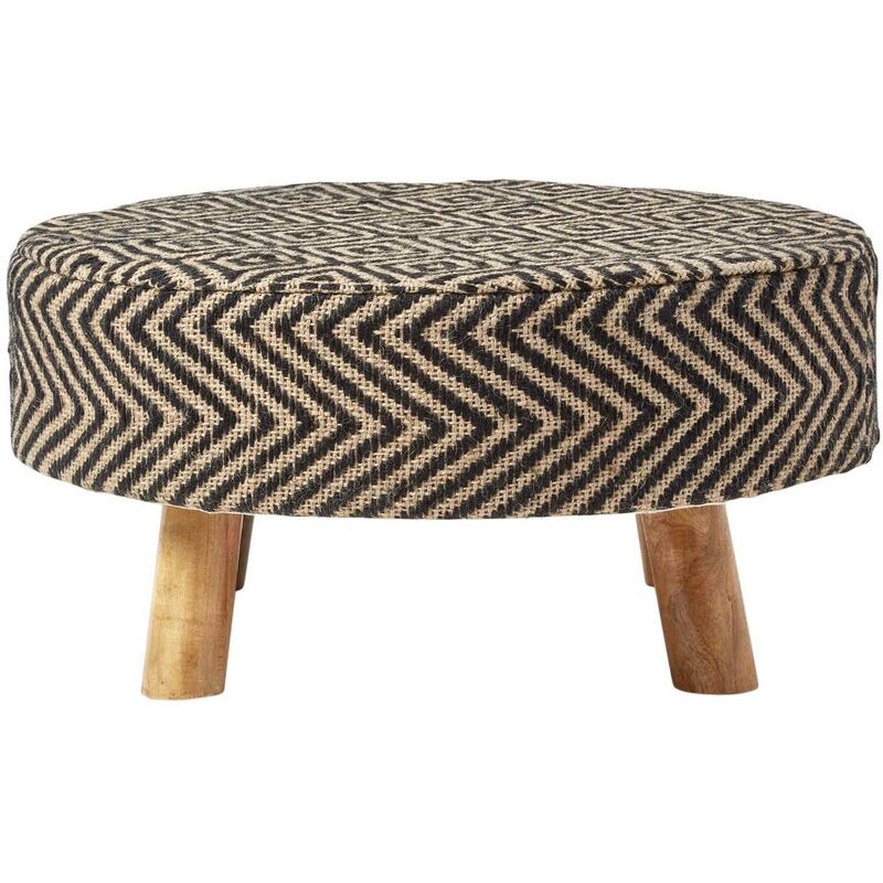 Homescapes - Tabouret Jute Motifs Chevrons Coloris Noir 62 x 62 x 30 cm Homescapes - Tabouret Jute Motifs Chevrons Coloris Noir 62 x 62 x 30 cm