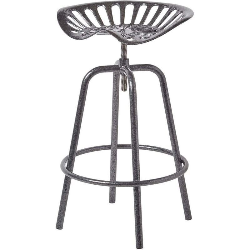 Tabouret vintage gris avec siège de tracteur pivotant, 70 cm - Homescapes