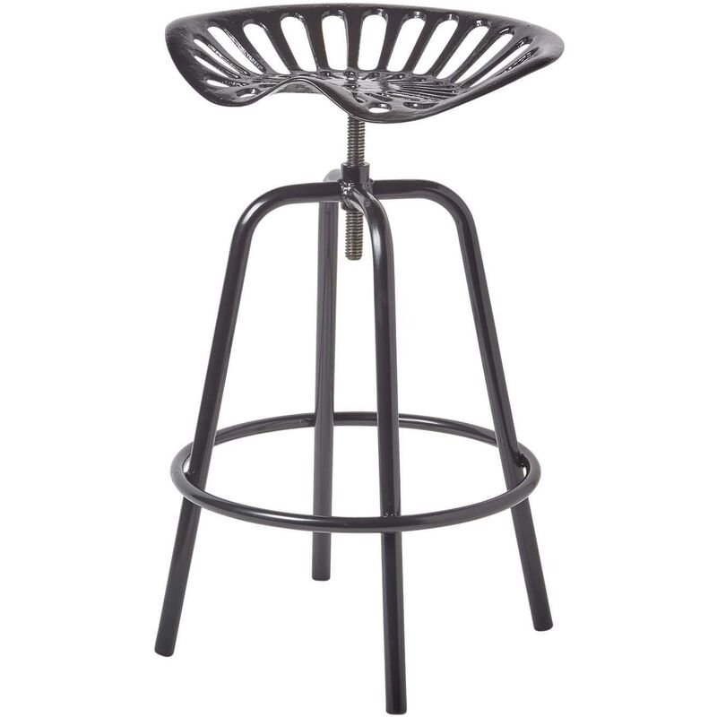 Tabouret vintage noir avec siège de tracteur pivotant, 70 cm - Homescapes