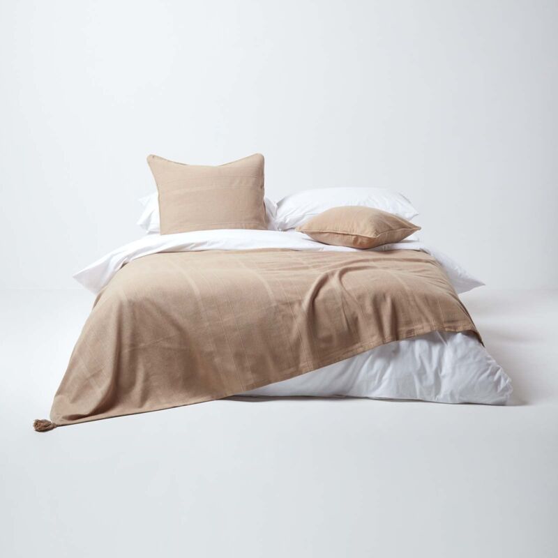 Homescapes - Tagesdecke Rajput, 100% Baumwolle, Beige, 255 X 360 Cm
