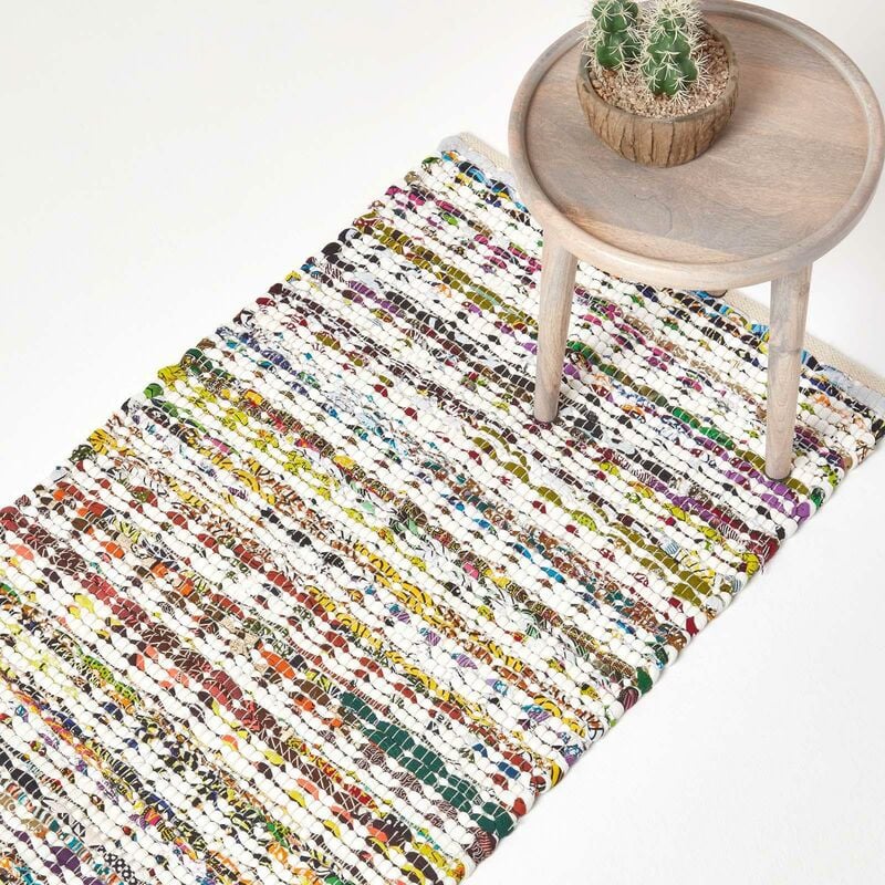 Homescapes - Tapis Chindi multicolore à motif triangles - Chindi - 66 x 200 cm