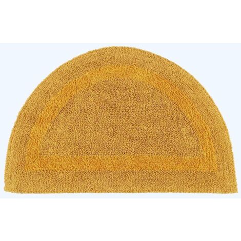 HOMESCAPES Tapis de bain demi-lune en coton, 50 x 80 cm – Jaune moutarde