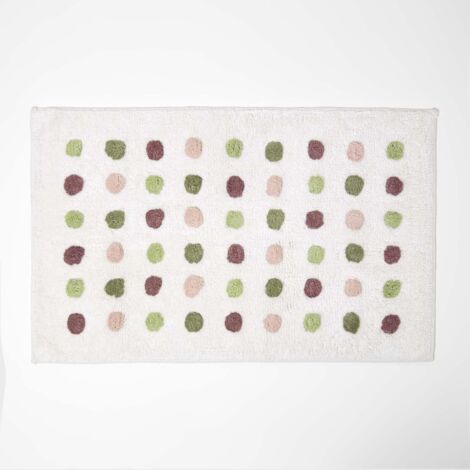 HOMESCAPES Tapis de bain multicolore à pois, 50 x 80 cm