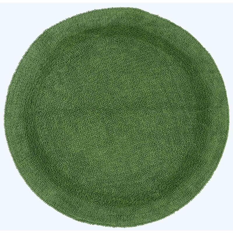 Tapis de bain rond en coton, 80 cm – Vert bouteille - Homescapes