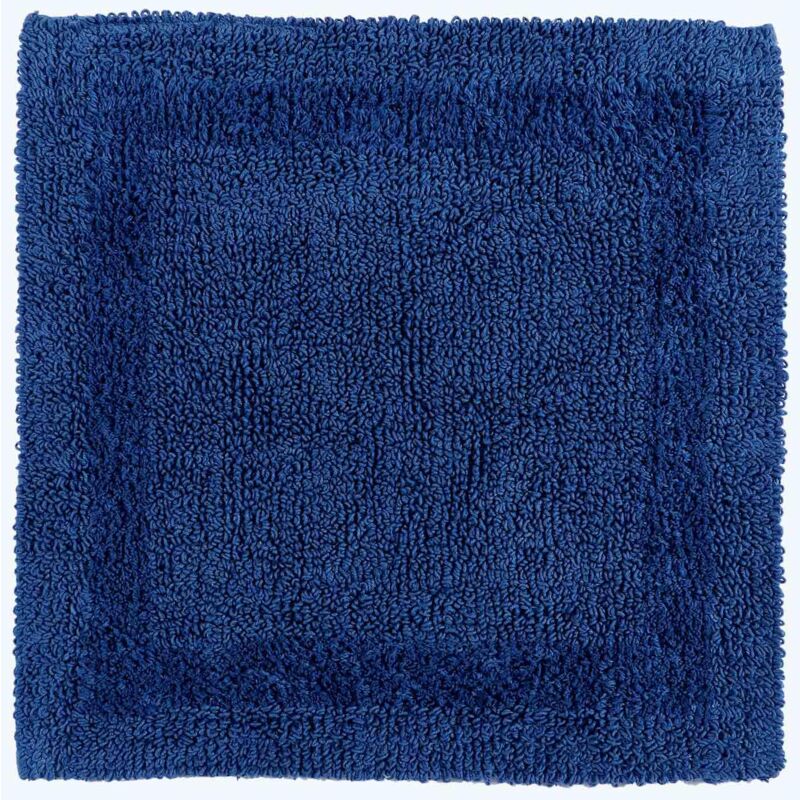 Homescapes Luxury Square Bath Mat 1600GSM 100% Cotton Reversible Shower Mat, 50cm in Navy