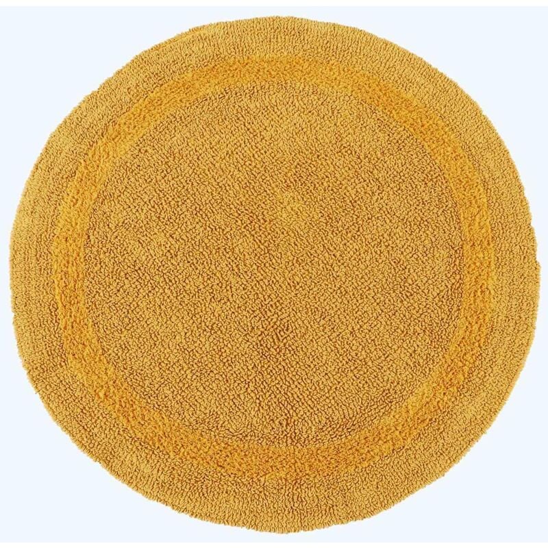 Tapis de bain rond en coton, 80 cm – Jaune moutarde - Homescapes