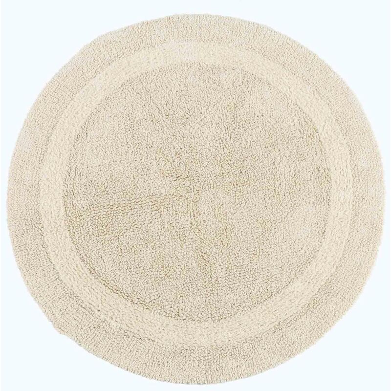 Homescapes Luxury Round Bath Mat Reversible 100% Cotton 1600GSM, 80cm, Quick Dry in Cream