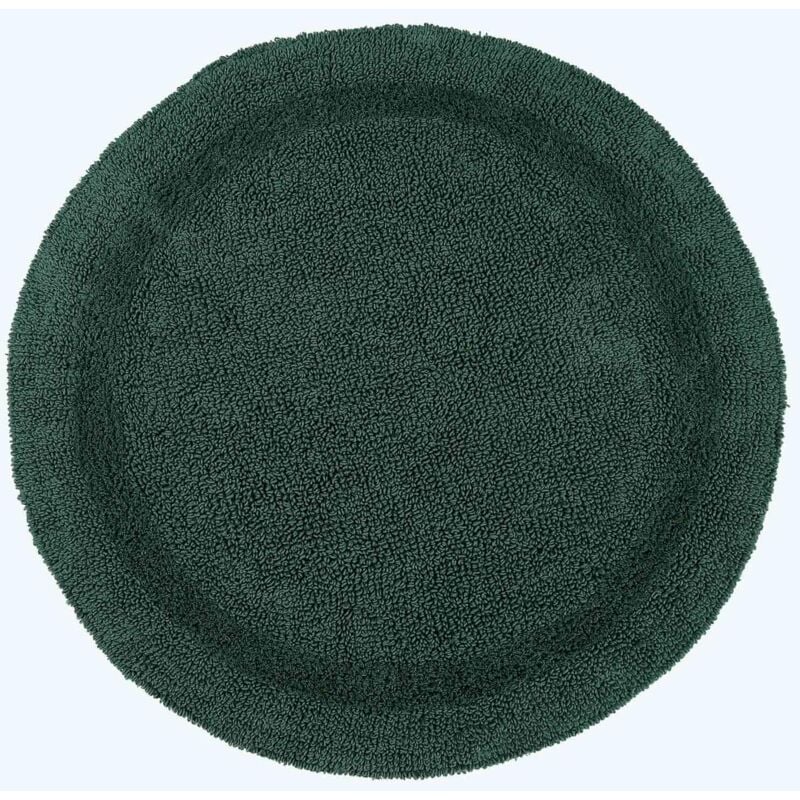 Tapis de bain rond en coton, 80 cm – Vert mousse - Homescapes
