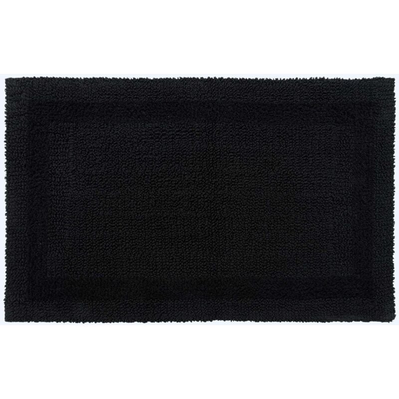 HOMESCAPES Grand tapis de bain en coton, 70 x 120 cm – Noir