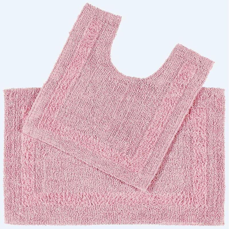Tapis de salle de bain et tapis contour wc en coton Rose poudré - Homescapes