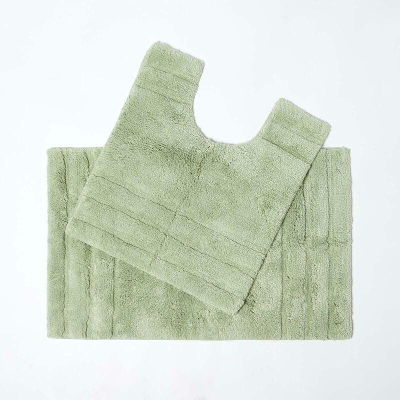 Homescapes - Tapis de bain spa Ultra doux 2 pièces Vert Sauge