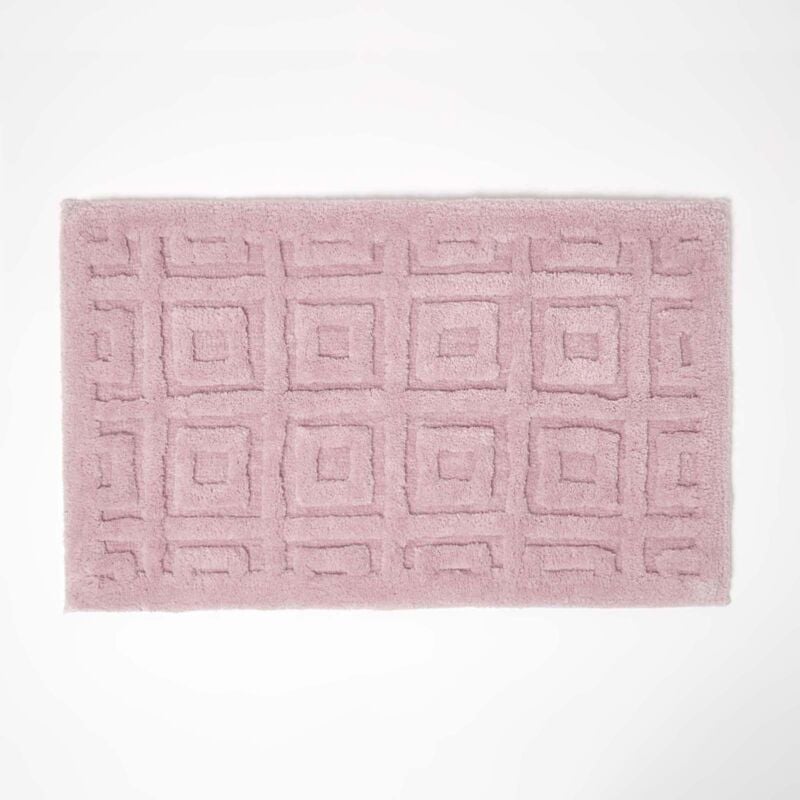 Tapis de bain rose tufté à carreaux, 50 x 80 cm - Homescapes