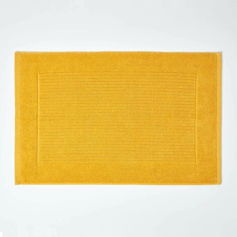 HOMESCAPES Tapis de Bain Uni 100% Coton Ocre