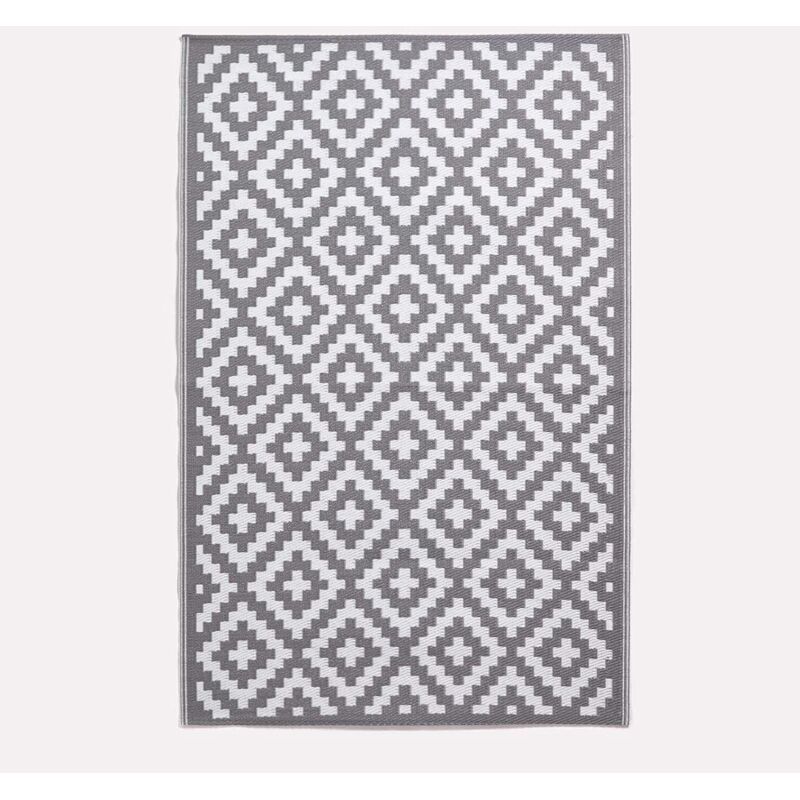Homescapes - Tapis extérieur terrasse réversible Tapis de jardin Zoe Gris 180x270 cm