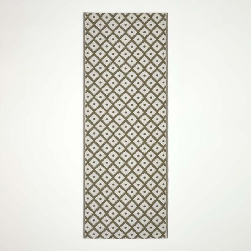 Homescapes - Tapis d'extérieur losanges gris May 75 x 200 cm - Gris