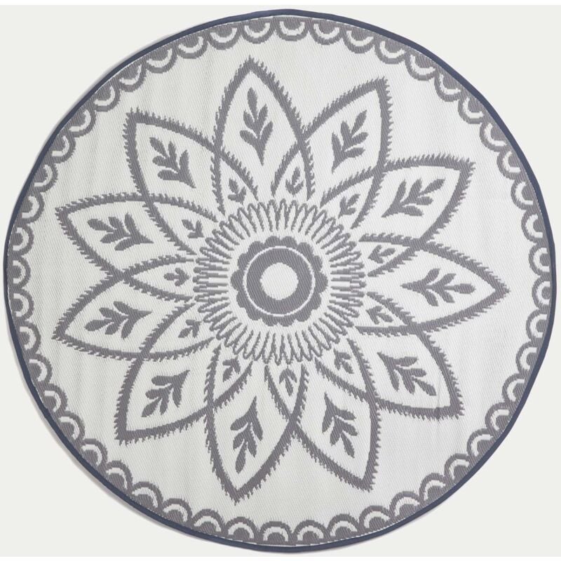 Homescapes - Tapis d'extérieur rond gris et blanc Henna, 180 cm - Gris