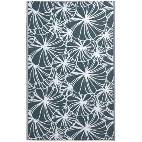 HOMESCAPES Tapis d’extérieur vert à motif floral, 151 x 241 cm