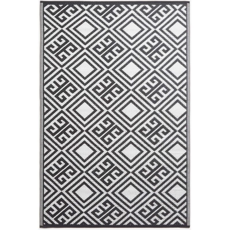 Homescapes - Tapis d'extérieur rectangulaire à motif géométrique noir et blanc, 119 x 186 cm