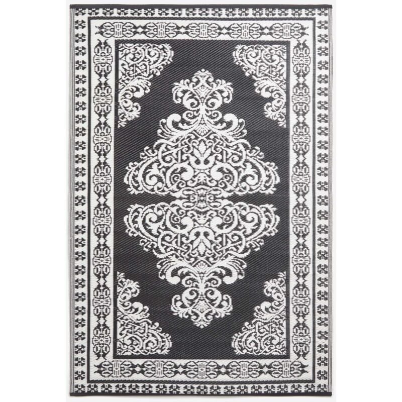 Homescapes - Tapis d'extérieur rectangulaire à motif noir et blanc, 119 x 186 cm