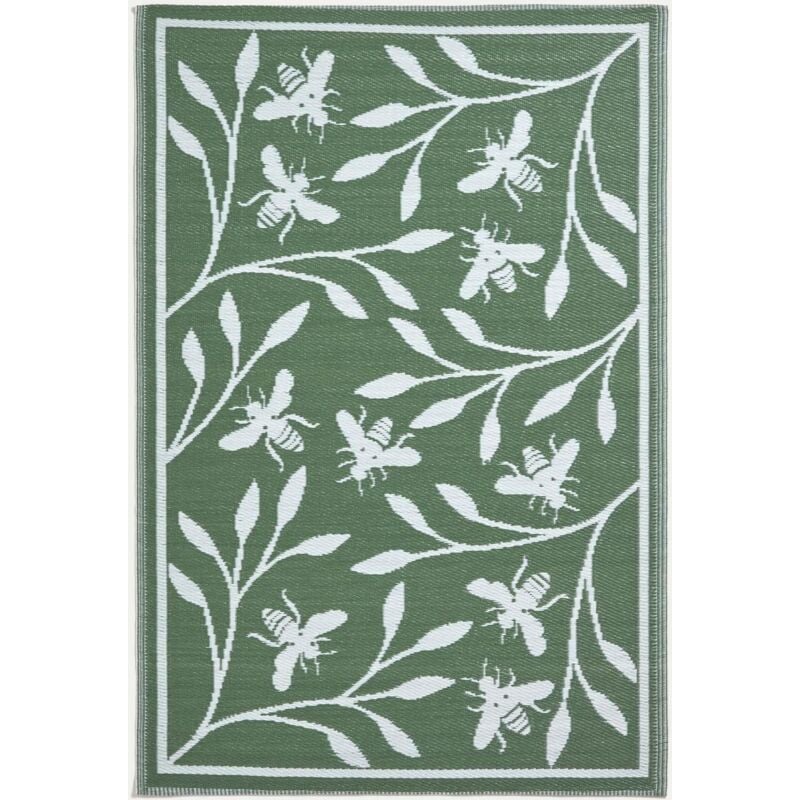 Homescapes - Tapis d'extérieur vert à motif abeille, 182 x 122 cm