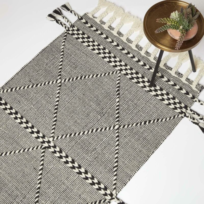 Homescapes - Tapis Kilim en laine noir et blanc Edessa, 120 x 170 cm