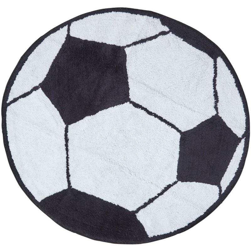 Homescapes - Tapis rond en coton Ballon de Foot, 120 cm