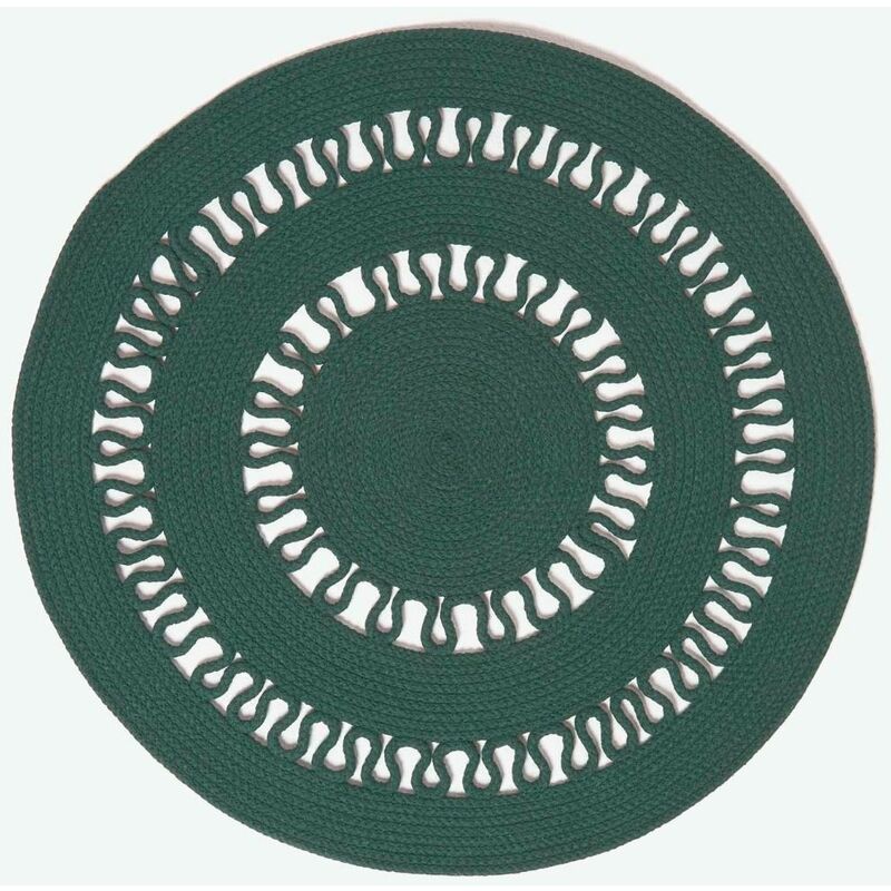 Homescapes - Tapis rond tissé à plat en coton ajouré Vert anglais, 70 cm