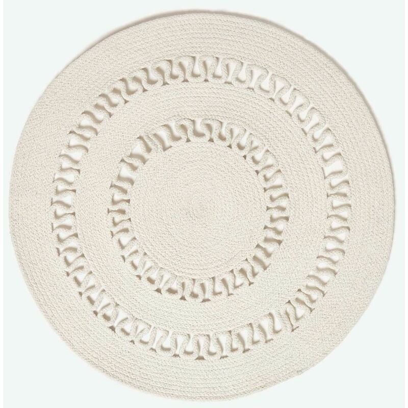 Homescapes - Tapis rond tissé à plat en coton ajouré Beige, 70 cm