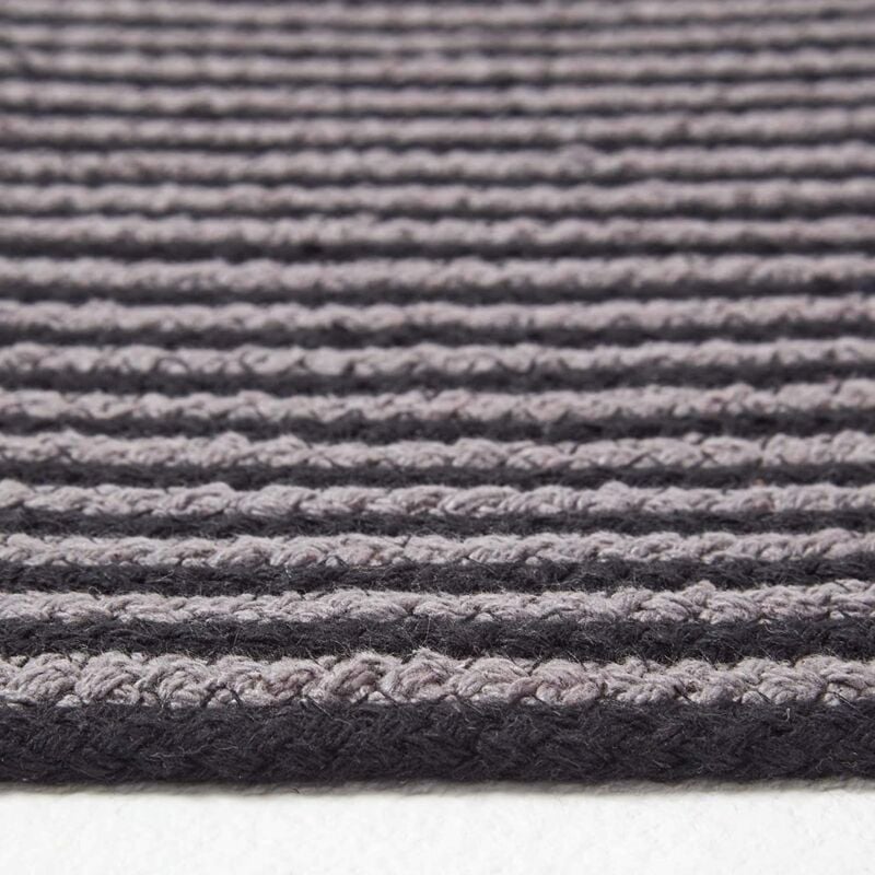 Homescapes - Tapis rond tissé à plat en coton spirale Gris et Noir, 150 cm