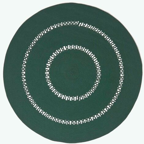 HOMESCAPES Tapis rond tissé à plat en coton ajouré Vert anglais, 120 cm