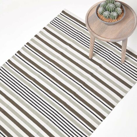 HOMESCAPES Tapis Scandinave rayé Gris 150 x 240 cm