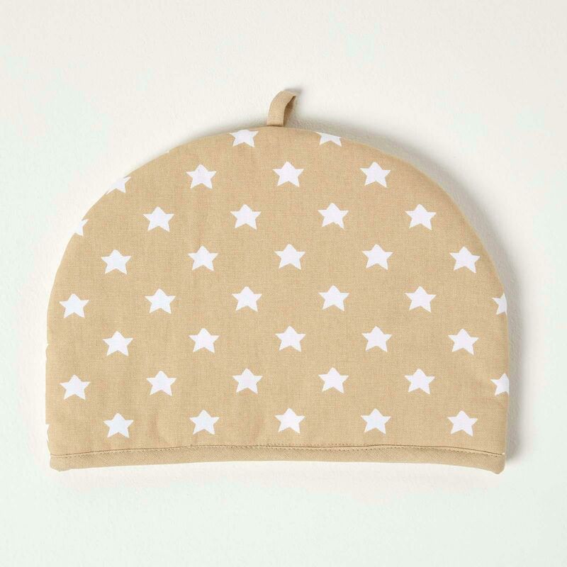 Homescapes - Tea Cosy Double Design Beige Stars Teapot Warmer