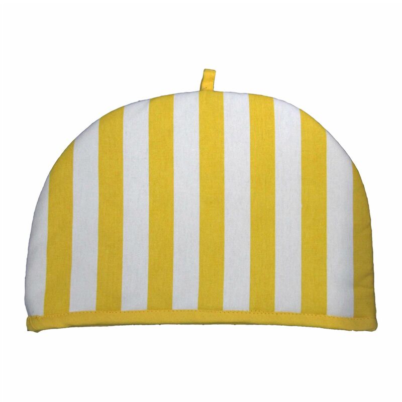Homescapes - Tea Cosy Double Design Yellow Stripes Teapot Warmer