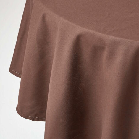 HOMESCAPES Tischdecke aus 100% Baumwolle, 180 cm, braun